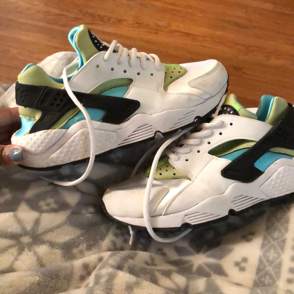 Nike white, green and blue hurricane sneakers